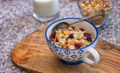 Healthy breakfast,granola with fresh berry fruits