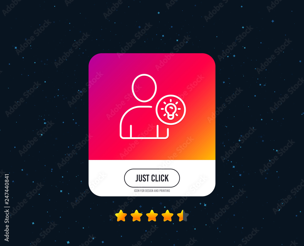 Poster user line icon. profile with lamp bulb sign. person silhouette with idea symbol. web or internet lin