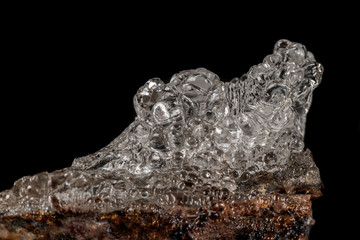 Macro Hyalite mineral stone on a black background