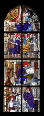 Scenes from the life of St. Paul, stained glass window in the parish church of St. Peter and Paul in Oberstaufen, Germany