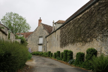 Street in the small town in northeastern France. Champagne. Spring