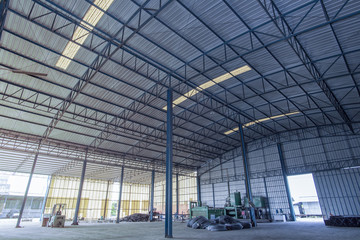 Factory building or warehouse building with concrete floor for background