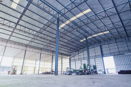 Factory building or warehouse building with concrete floor for background