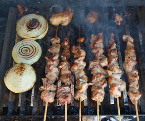 barbecue skewers meat