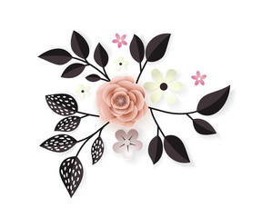 Flowers paper decoration - isolated on white background