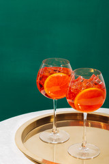 Spritz, a cocktail with sparkling Prosecco, bitter, seltz and orange slice