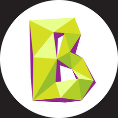 Vector illustration of letter B in origami style. Polygonal Colorful Letter