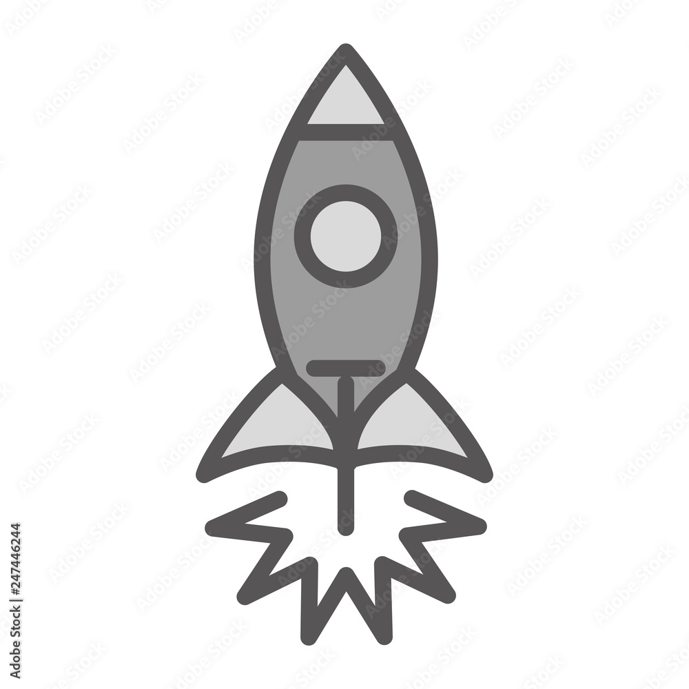 Sticker rocket launching cartoon