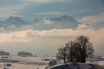 Deeply snow-covered landscape in Switzerland