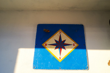Marine wind rose sign. Color image