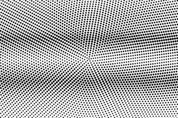 Centered dotted halftone with horizontal gradient. Black and white vector texture. Vintage effect graphic decor