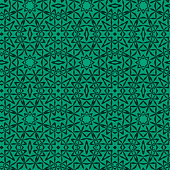 Seamless color pattern from a variety of geometric shapes and lines.