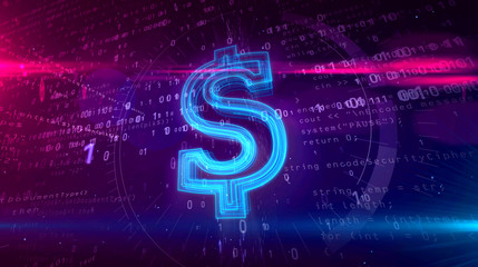 Dollar sign on cyber background