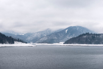Zaovine lake near national park Tara in Serbia.