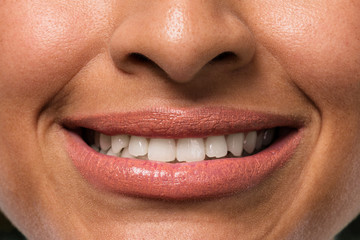 afro woman teeth closeup