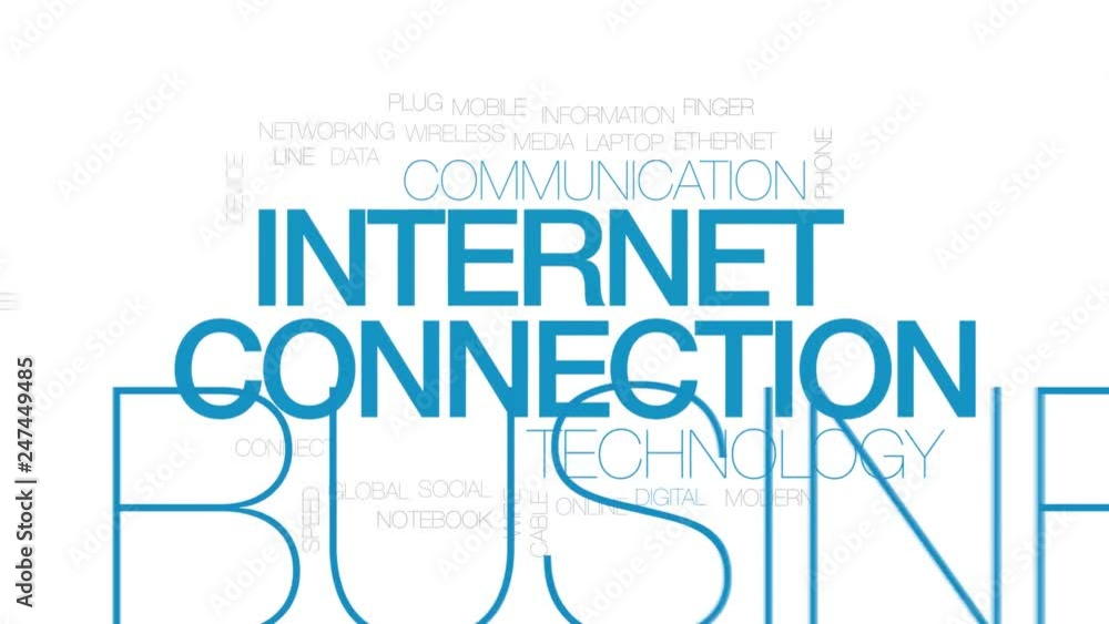 Poster internet connection animated word cloud. kinetic typography.