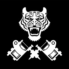 Tiger Head Silhouette Tattoo, Vector