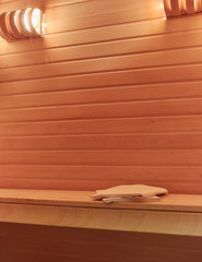 picture of sauna inside. close up. copy space.