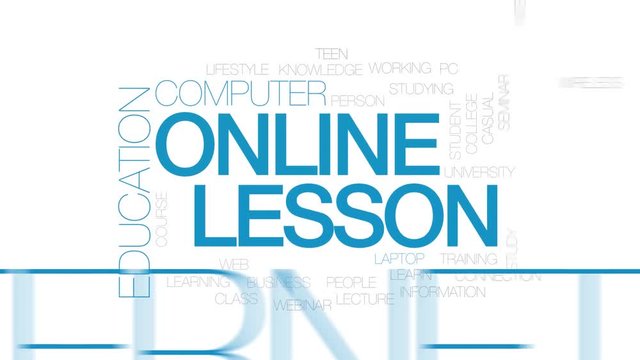 Online lesson animated word cloud. Kinetic typography.