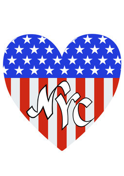 American flag and heart on a white background