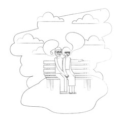 grandparents talking in the bench park