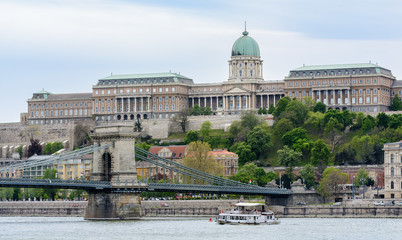 Fototapeta na wymiar Buda Castle - the residence of the Hungarian kings in Budapest. The castle is the cultural center of Budapest. It houses the museums and the home of the National Library. Budapest History Museum