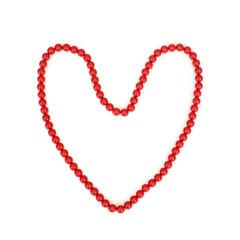 Red heart necklace isolated on white background
