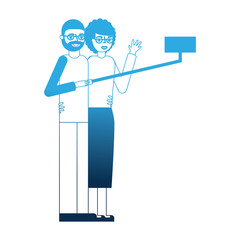 grandfather and grandmother making selfie