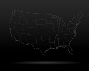 USA map black outline background