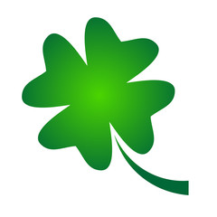Shamrock - green gradient four leaf clover icon. Good luck theme design element. Simple geometrical shape vector illustration
