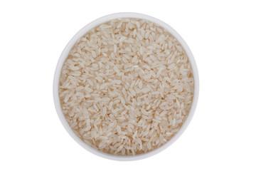 Fototapeta na wymiar Rice in white bowl isolated on white background