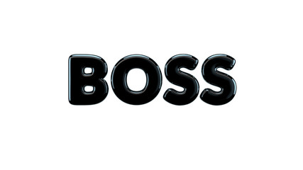 Glossy title Boss font isolated on white background. 3D Rendering