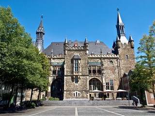 Fototapeta na wymiar City or town hall of Aachen in Germany
