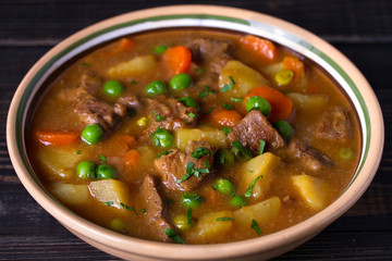 Traditional Irish lamb stew with vegetables © freeskyline