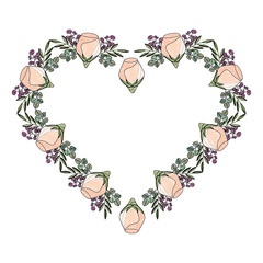 frame of rose flower beautiful in shape heart