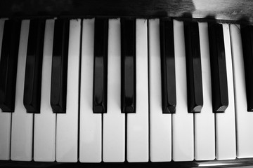 piano keys on black background