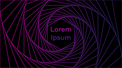 Twisting Hexagon with gradient on black background vector