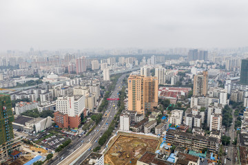 Naklejka na ściany i meble Asian city aerial