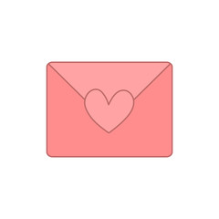 closed envelope with pink heart shape. vector design illustration