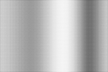 Black and white halftone vector. Vertical dotted gradient. Regular vintage texture. Retro style overlay
