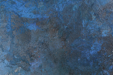 Selection of spices herbs and greens. Ingredients for cooking. Food background on blue nable. Top view copy space.