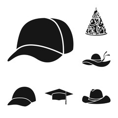 Isolated object of beanie  and beret icon. Set of beanie  and napper stock symbol for web.