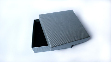 Jewelry box on white background. Gray box.