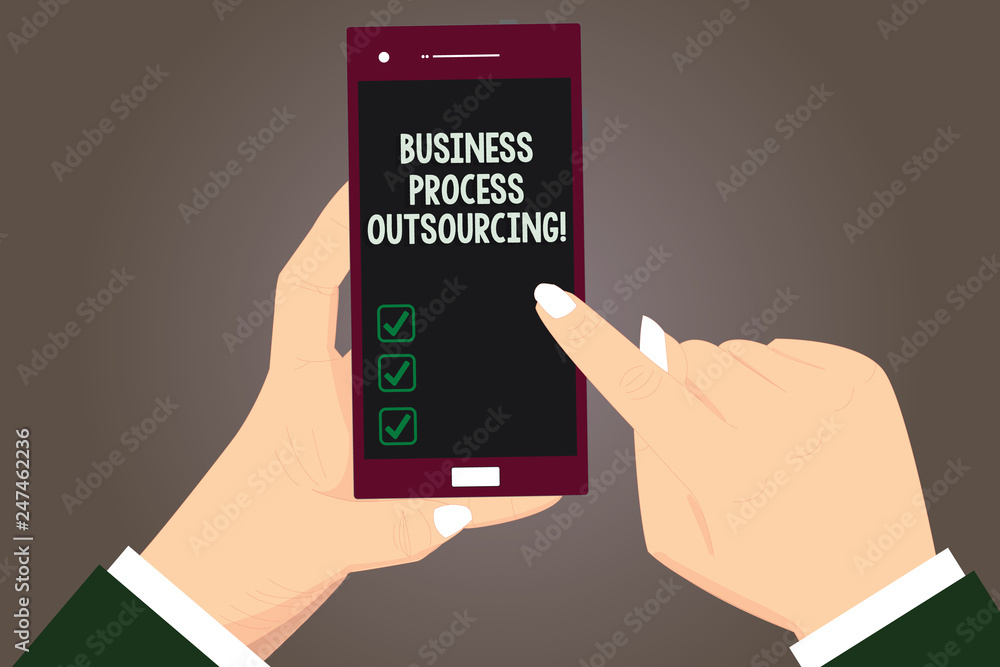 Poster word writing text business process outsourcing. business concept for contracting work to external se