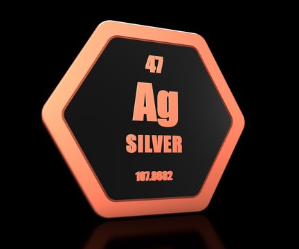 Silver Chemical Element Periodic Table Symbol 3d Render