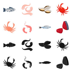 Isolated object of fresh  and restaurant logo. Set of fresh  and marine   vector icon for stock.