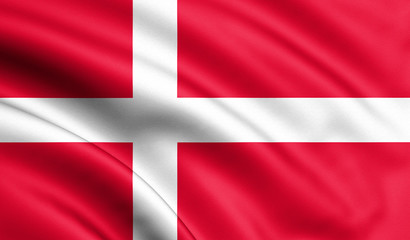 Obraz premium Denmark flag blowing in the wind. Background texture. 3d rendering, wave. - Illustration