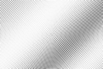 Black and white halftone vector. Diagonal dotted gradient. Faded dotwork texture. Vintage overlay with ink dot ornament