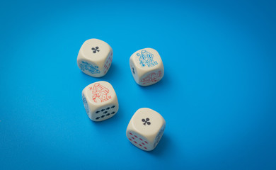 game dice abstract on a blue background