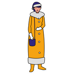 young woman with winter clothes